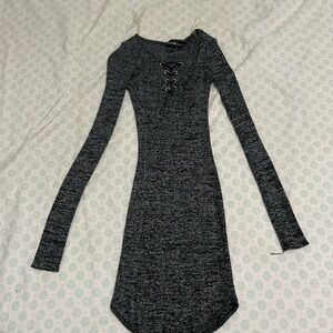 Derek Heart Charcoal Long Sleeve Dress